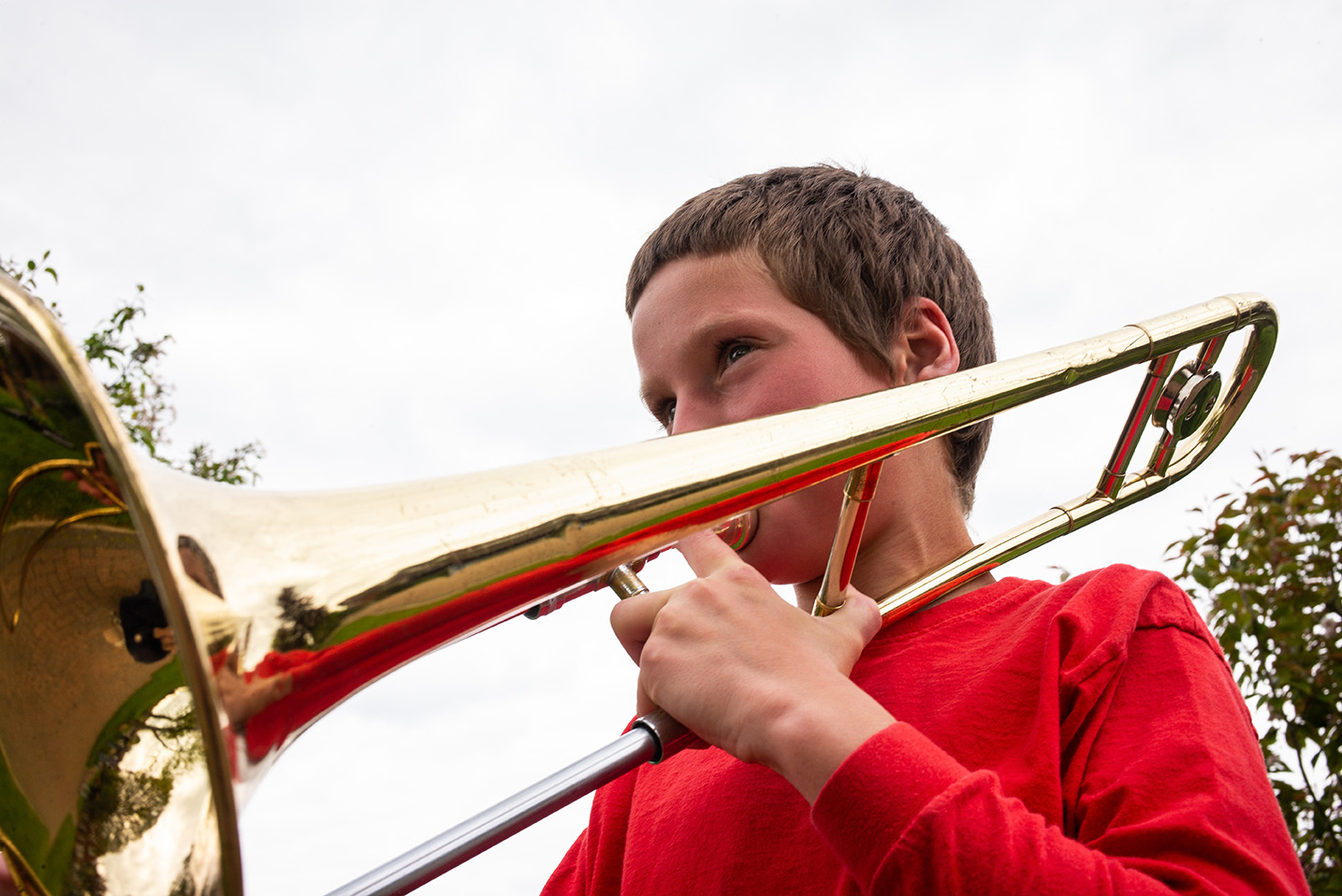 Trombone player at the Darvell Bruderhof