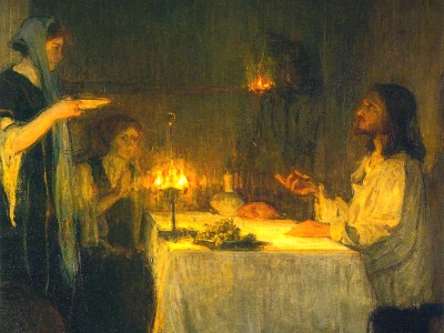 painting of Christ at Mary and Martha's house
