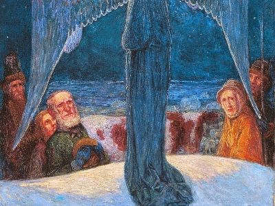 shepherds looking at the angel