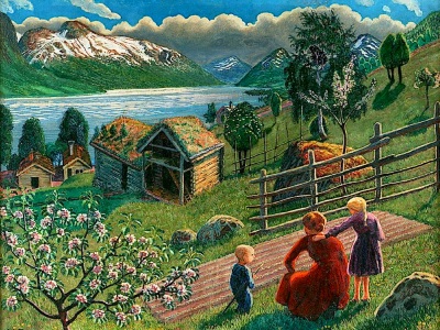 painting of family on their farm