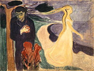 painting of estranged lovers by Edvard Munch