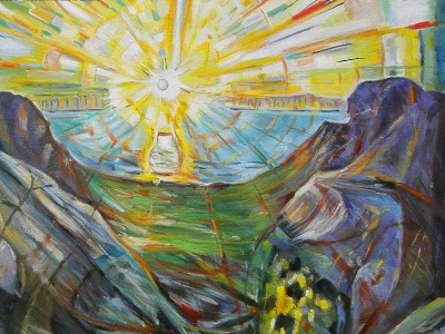 painting of the rising sun by Munch